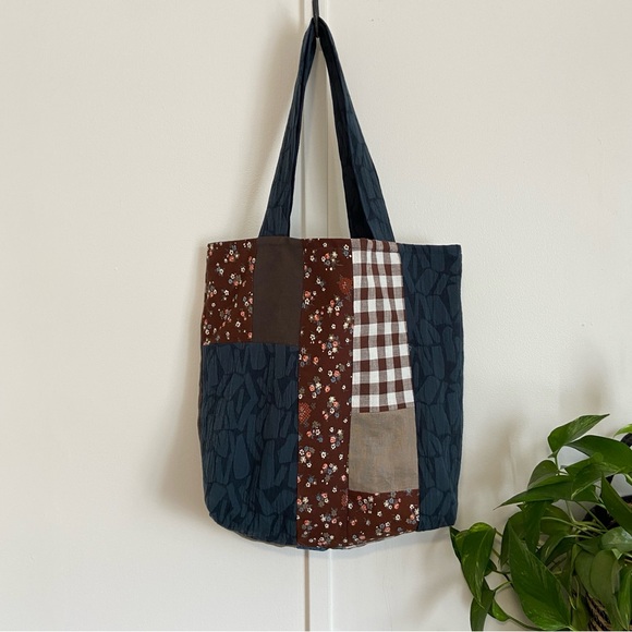 JSDesigns Handbags - Patchwork Tote Handmade Teal and Brown NWT